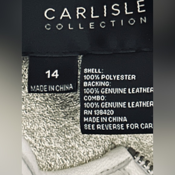 LEATHER Cut Out Perforated White Tan Carlisle Collection Jacket 14 Large XL Lace - Picture 16 of 16